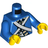 Torso Jacket, White Cross Straps Print (Bluecoat Soldier), Blue Arms, Yellow Hands