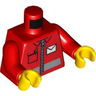 Torso Jacket with White Envelope and Zipper Print (Postal Worker), Red Arms, Yellow Hands