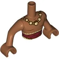 Minidoll Torso Man with Sienna Brown Arms and Hands with Dark Red Cloth, Tan Beads Necklace print