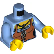 Torso Corset with Brown Apron Print, Medium Blue Arms, Yellow Hands