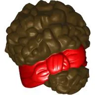 Hair Coiled, Tied Up with Ribbon, Red Pattern