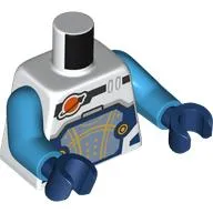 Torso Space Suit, Dark Blue and Sand Blue Panel, Gold Lines, Classic Space Logo Print, Dark Azure Arms, Dark Blue Hands