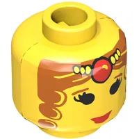 Minifig Head Queen Leonora / Maiden, Eyelashes, Curly Hair and Tiara Print [Blocked Open Stud]