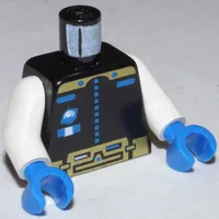 Torso Space Suit, Ice Planet Gold Print, White Arms, Blue Hands