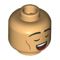 Minifig Head Elf Bard, Black Eyebrows, Lopsided Smile/Closed Eyes, Open Mouth Singing