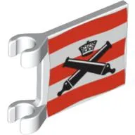 Flag 2 x 2 Square [Thin Clips] with Crossed Cannons over Red Stripes, No Outline Print