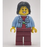 Bright Light Blue Torso, Dark Red Legs, Black Hair