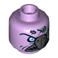 Minifig Head Vornon, Vulture with Dark Bluish Gray Beak and Mouth, Light Blue Eyes and Scar with Plaster Print [Hollow Stud]