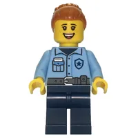 Police Officer, Bright Light Blue Torso, Dark Blue Legs, Dark Orange Hair