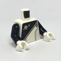 Torso Jumpsuit with Gold Zipper and Classic Space Logo / 'POLICE' on Back Print, Black Arms, White Hands