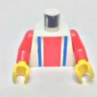 Torso Soccer Shirt with Vertical Striped Red/Blue / '3' Back Print, Red Arms, Yellow Hands