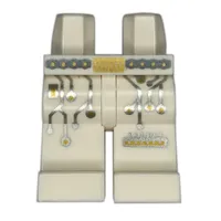 Hips and White Legs with Pearl Dark Grey/Gold Belt, Silver Circuitry print