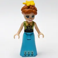 Anna - Lime Vest, Medium Azure Dress, Braids, Flower