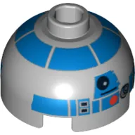 Brick Round 2 x 2 Dome Top, Hollow Stud with Blue Print (R2-D2)