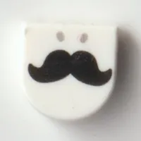 Tile Round 1 x 1 Half Circle with Black Mustache print