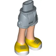 Minidoll Hips and Shorts with Light Nougat Legs and Sand Blue Laces on Yellow and White Shoes Print