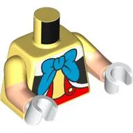 Torso, Dual Molded Arms, White/Black Shirt, Red Pants, Blue Bow Tie print, Bright Light Yellow Sleeves Pattern, Light Nougat Arms, White Hands