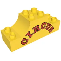 Duplo Brick 2 x 6 x 2 with Curved Ends and 'CIRCUS' Print