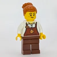 Barista, Reddish Brown Apron, Dark Orange Hair