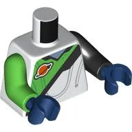 Torso, Odd Arms, Space Suit, Black Diagonal Line, Bright Green Top Half, Space Logo print, Left Black Arm, Right Bright Green Arm, Dark Blue Hands