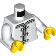 Torso Robe with Gray Clasps / Red Flower on Back Print, White Arms, Yellow Hands