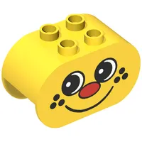 Duplo Brick 2 x 4 x 2 Rounded Ends with Red Nose and Freckle Face Print