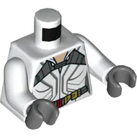 Torso Jumpsuit with Dark Bluish Gray Belt and Harness Print, White Arms, Dark Bluish Hands