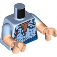 Torso, Dual Molded Arms with Crumbled, Half Open Shirt, Dark Brown Strap, Blue Pants, Nougat Shirt print, Bright Light Blue Sleeves Pattern, Light Nougat Arms and Hands