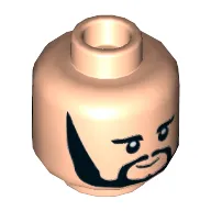 Minifig Head George (The Beatles), Eyebrows, Sideburns and Goatee, Neutral / Smiling Print