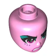 Minidoll Head Dark Pink Eyes, Dark Turquoise Eye Shadow, 3 Freckles, Angry Open Mouth, Teeth