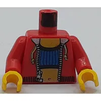 Torso Tube Top and Navel / Plain Back Print, Red Arms, Yellow Hands