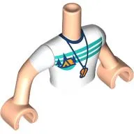 Minidoll Torso Man with Whistle, Orange Tent, Dark Blue Trees, Dark Turquoise Sky, Ground print, Light Nougat Arms and Hands