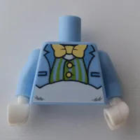 Torso Jacket, Lime Vest, Bow Tie Print, Bright Light Blue Arms, White Hands