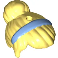 Hair Top Knot Bun and Medium Blue Hair Band Print