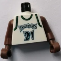 Torso Basketball Jersey, Minnesota Timberwolves '21' Print, Long One Piece Arms Brown (NBA)