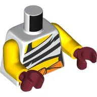 Torso, Black/White Stripes Top, Orange Sash print, Yellow Arms, Dark Red Hands