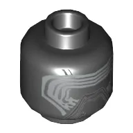 Minifig Head Kylo Ren, Mask with Silver Lines Print [Hollow Stud]