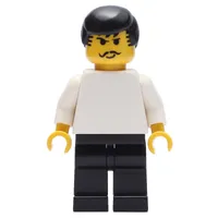 Soccer Player White Torso, Black Legs, Black Hair. Mustache