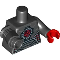Torso Robot with Red Oscilloscope Print, Black Left Arm with Red Hand, Black Mech Right Arm