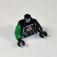 Torso, Odd Arms, Shirt with Alpha Team Arctic Logo, Silver Lines Print, Left Black Arm, Right Green Arm, Black Hands