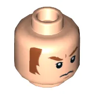 Minifig Head Captain Boomerang / General Hux, Dark Orange Eyebrows and Sideburns, Frown Print [Hollow Stud]