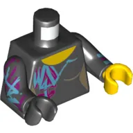 Torso, Odd Hands, Magenta and Medium Azure Markings Print, Black Arms with Wyldstyle Cuff and Magenta and Azure Markings Print, Left Yellow Hand, Right Black Hand
