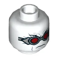 Minifig Head Mr Freeze, Light Bluish Gray Goggles, Red Glasses, Stern Print