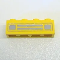 Brick 1 x 4 with Bottom Tubes, Lowered Center Cross Support with Chrome Silver Car Grill Print [Embossed]