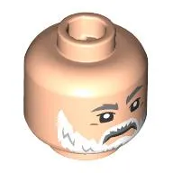 Minifig Head Baylan Skoll, Dark Bluish Grey Eyebrows, White Beard, Stern / Open Mouth Angry