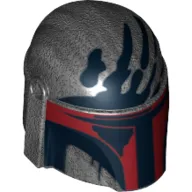 Helmet Mandalorian with Holes, Dark Red Visor and Black Handprint Print