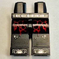 Hips and Black Legs with Silver Belt, Dark Red Scales, Plates with Rivets Toes Print