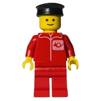 Postal Worker, Red Shirt with Horn Logo, Red Legs, Black Hat