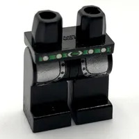 Hips and Black Legs with Armor, Green and Silver Belt Print