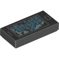 Tile 1 x 2 with Smart Phone and Medium Azure Ghost Print